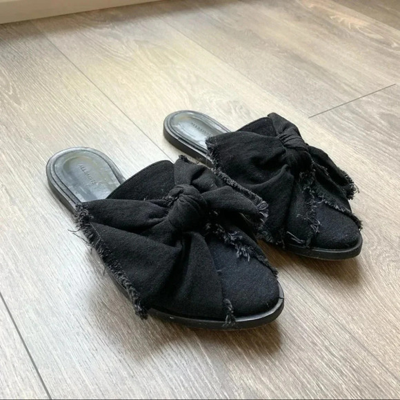 All Saints Rumour Knit Bow Mules Slides Flats Black Slip on Round toe Size 7 - Picture 10 of 14